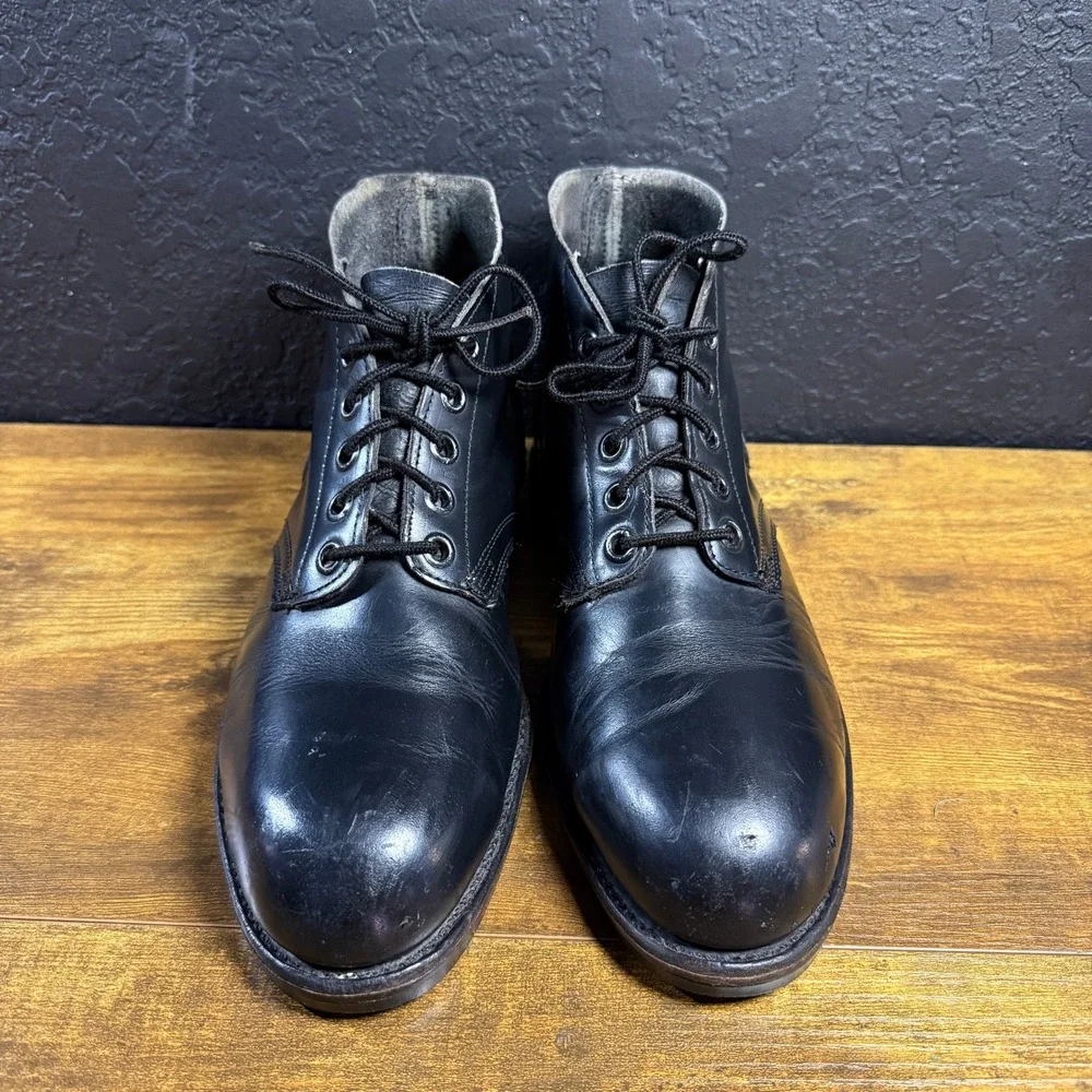 Biltrite 1975 Vintage Black Leather Steel Toe Work Service Boots Mens 10.5